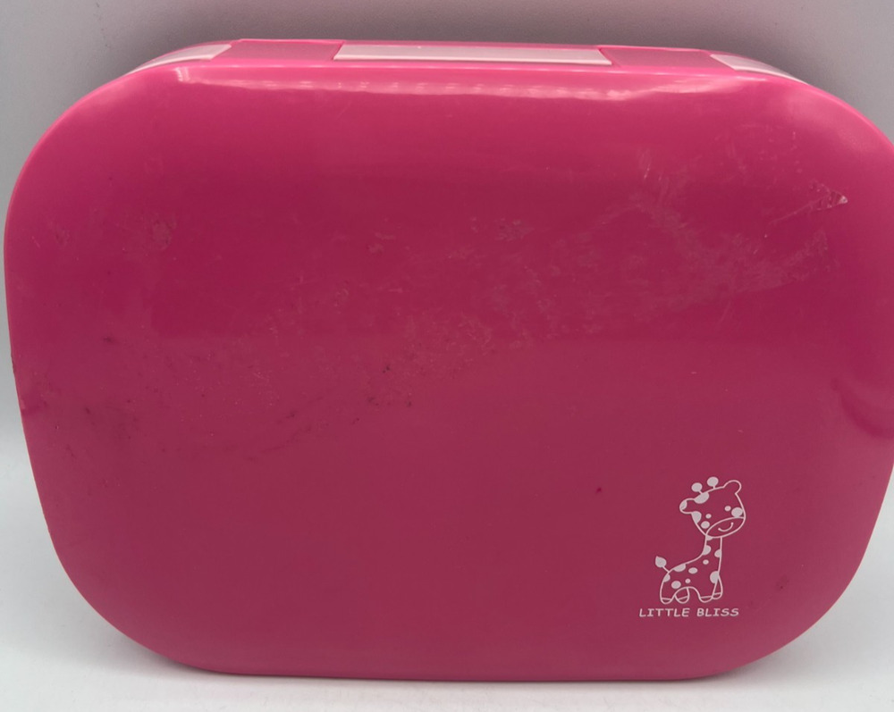 Little Bliss Kids Pink Bento Lunch Box 3 Compartment Giraffe Food Container